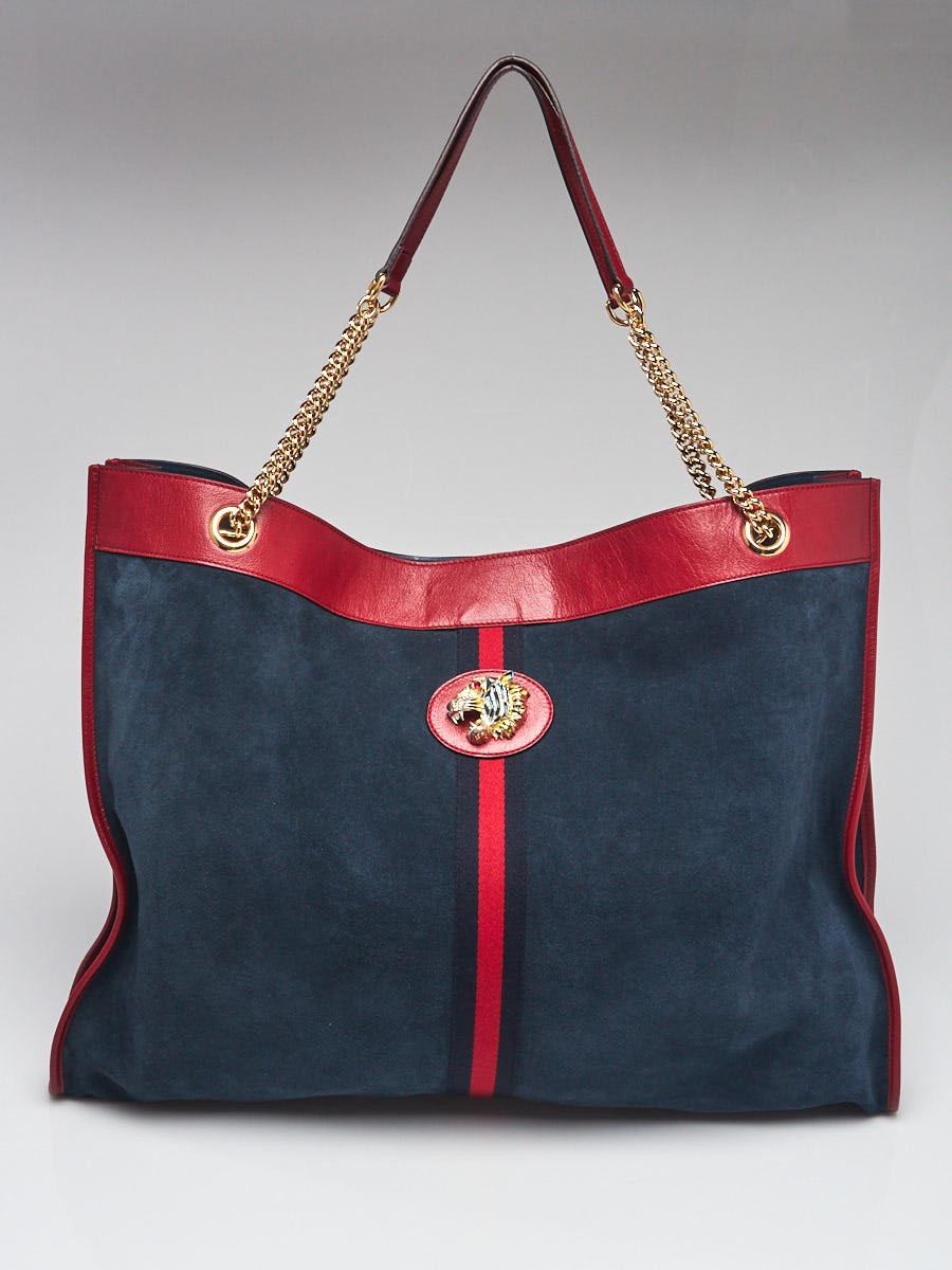 Gucci Blue Suede Maxi Rajah Tote Bag