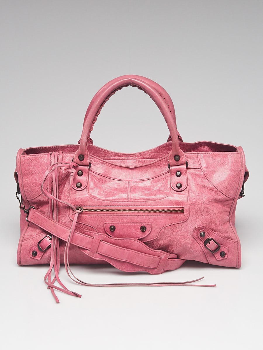 Balenciaga Framboise Lambskin Leather Motorcycle Part-Time Bag