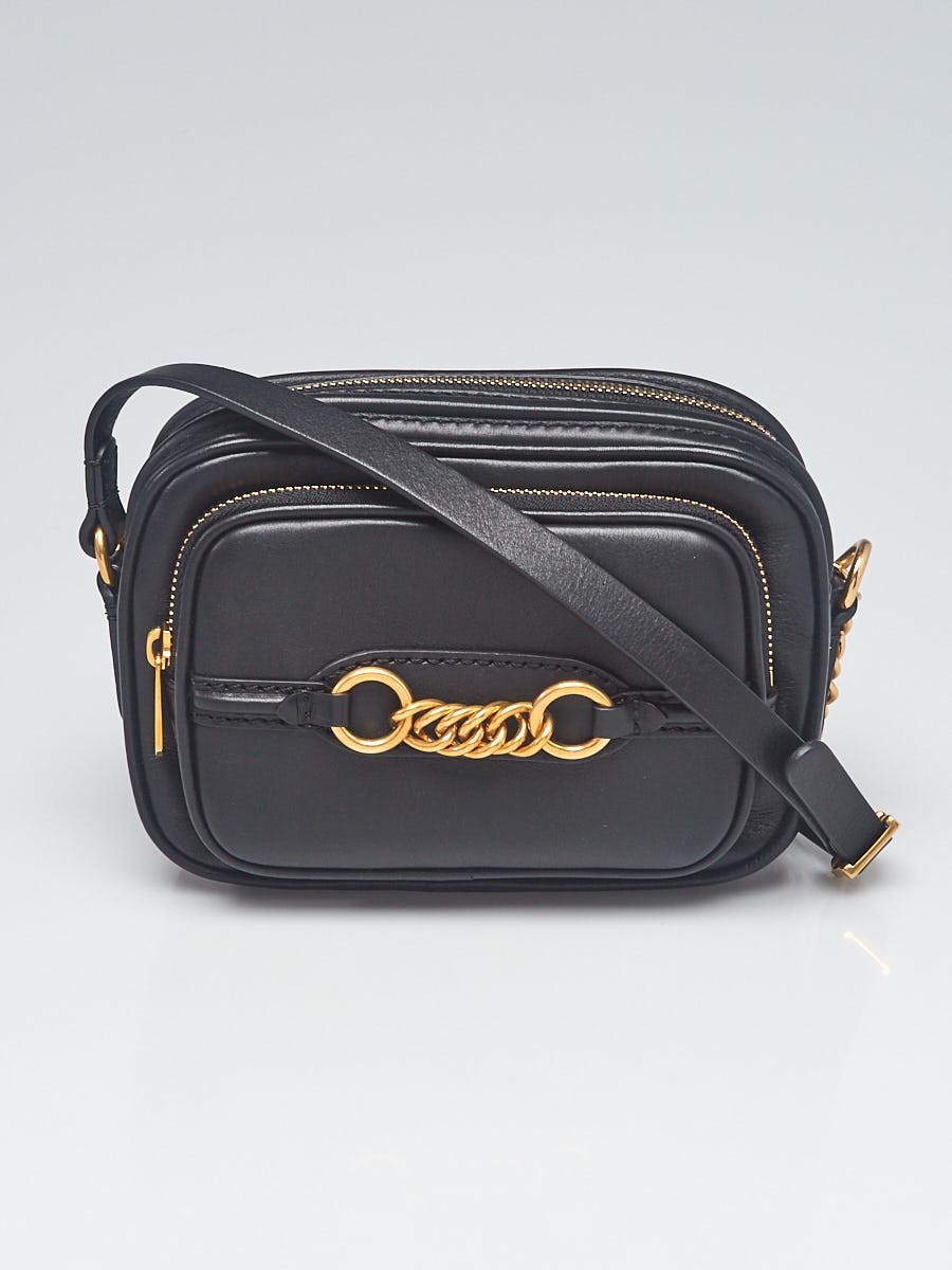 Burberry Black Leather Link Camera Crossbody Bag