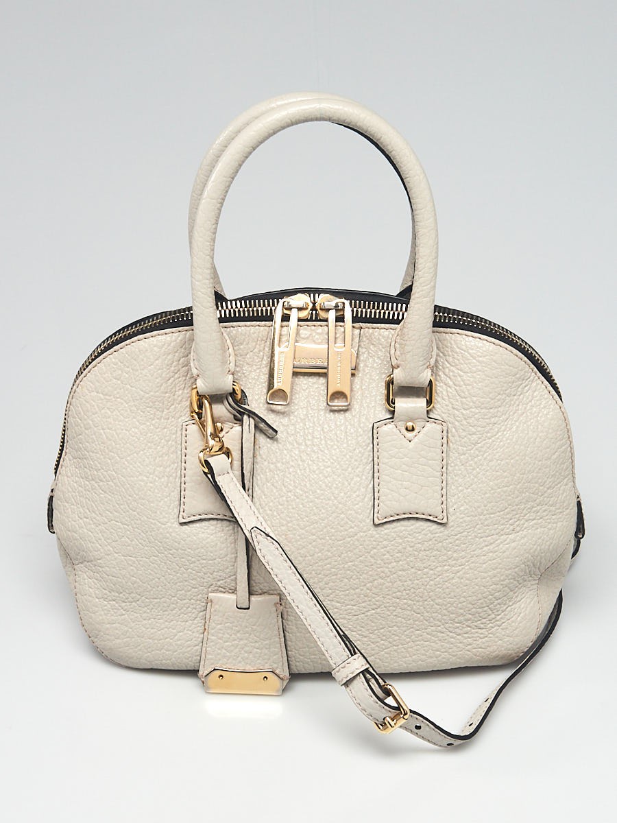 Burberry Stone White Grained Leather Small Orchard Satchel Bag