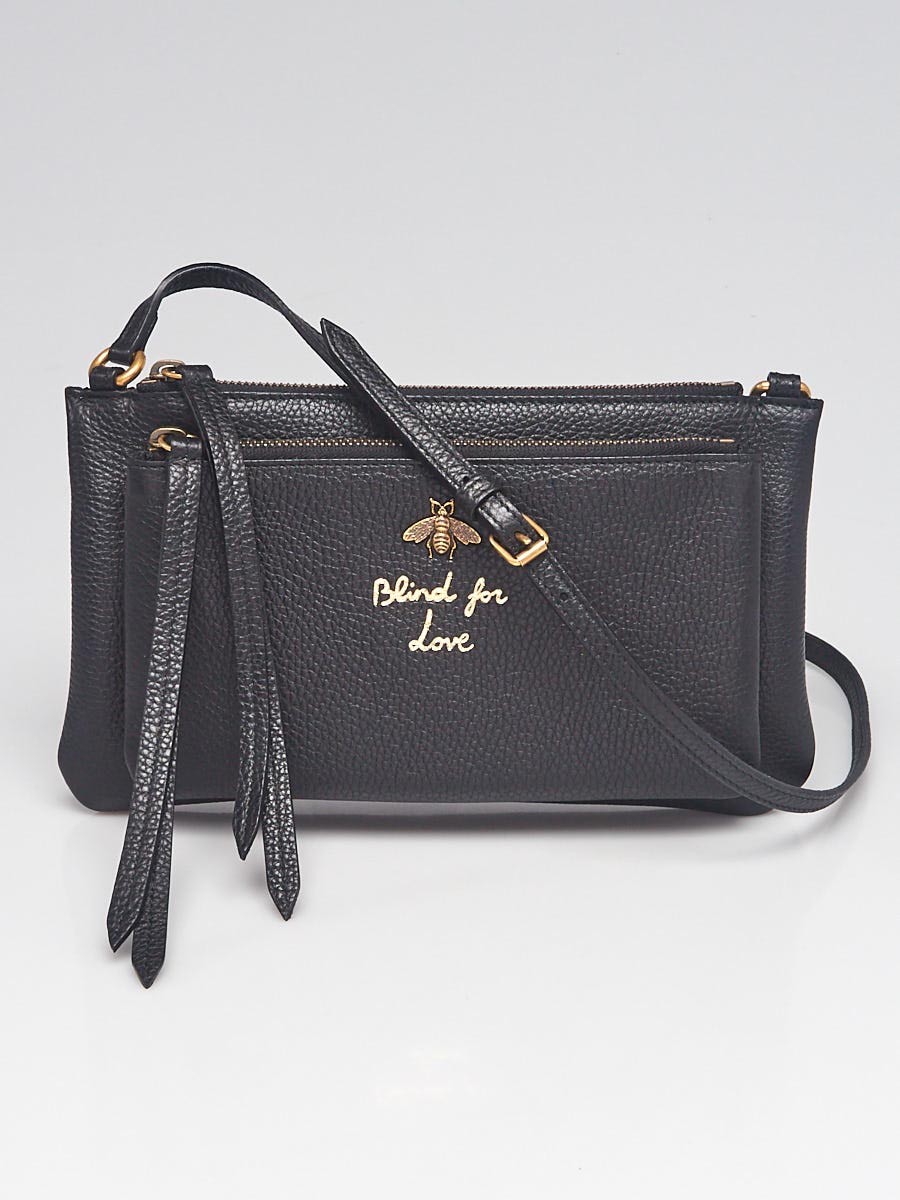 Gucci Black Pebbled Leather "Blind For Love" Crossbody Bag
