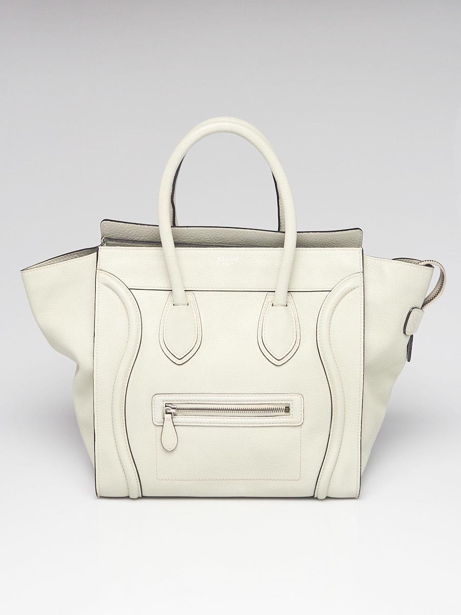 Celine Off White Pebbled Leather Mini Luggage Tote Bag