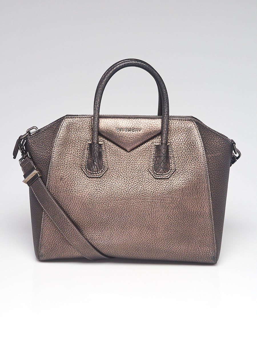 Givenchy Dark Silver Sugar Goatskin Leather Medium Antigona Bag