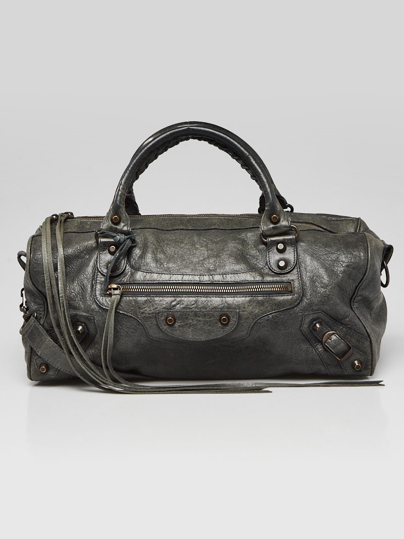 Balenciaga Anthracite Lambskin Leather Motorcycle Twiggy Bag