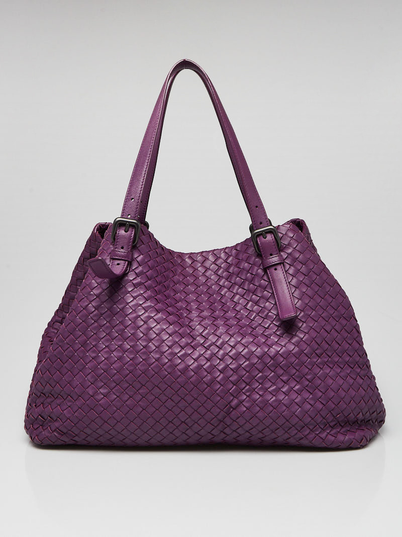 Bottega Veneta Purple Intrecciato Woven Nappa Leather Large Cesta Tote Bag