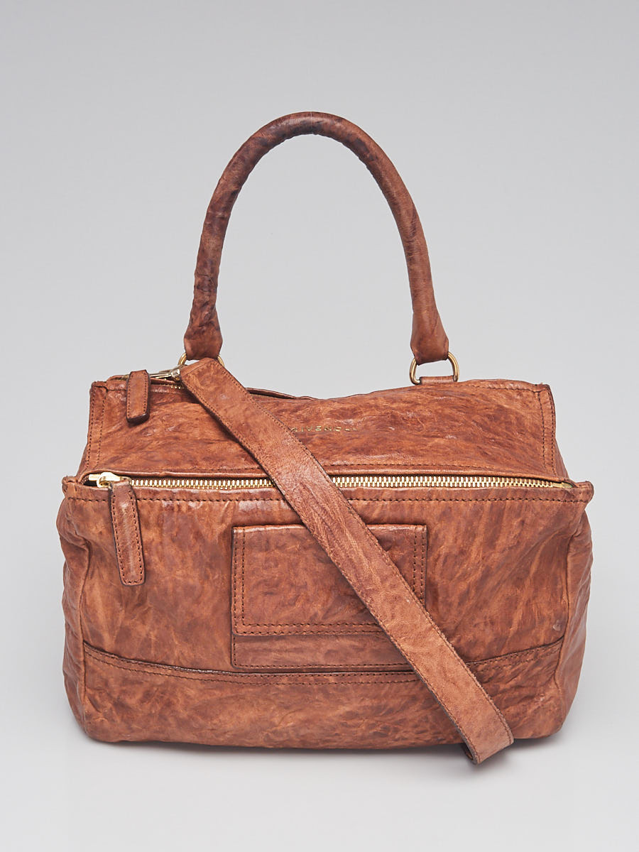 Givenchy Brown Wrinkled Sheepskin Leather Medium Pandora Bag