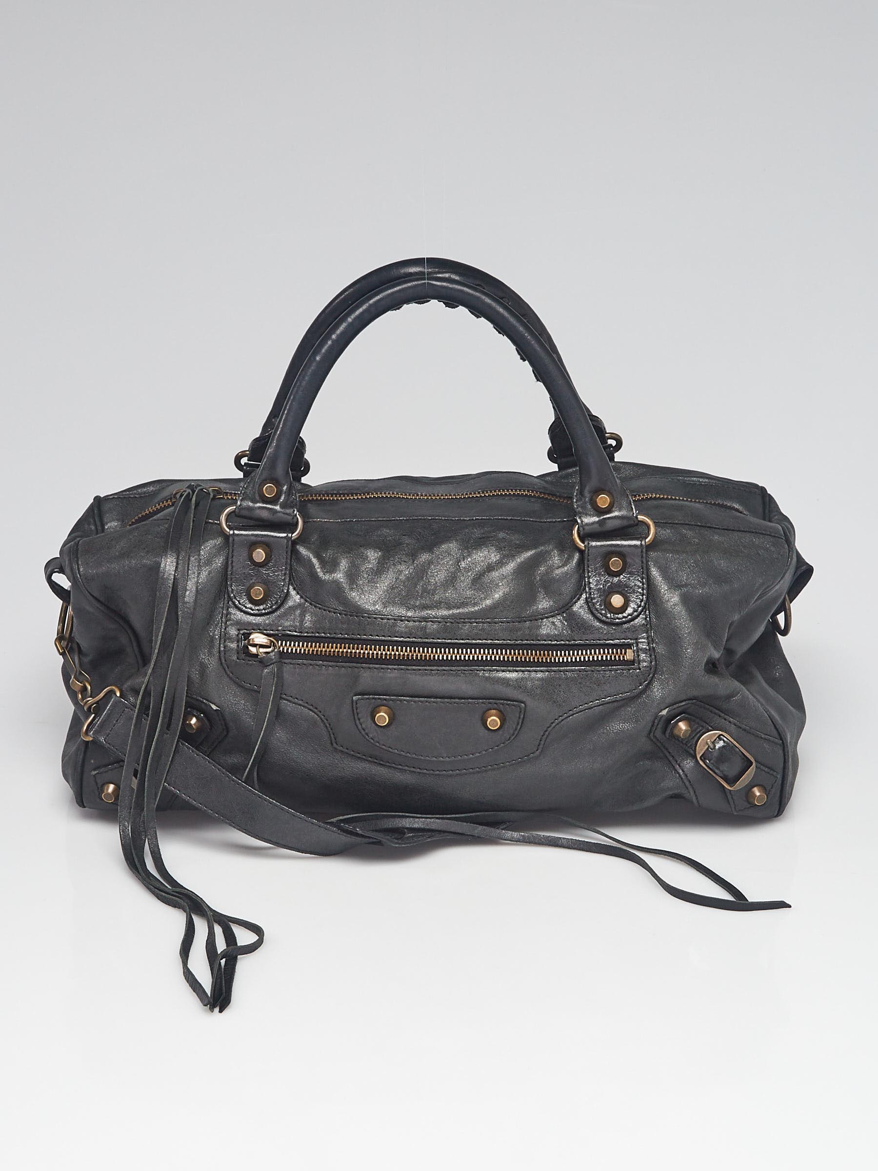 Balenciaga Black Chevre Leather Motorcycle Twiggy Bag