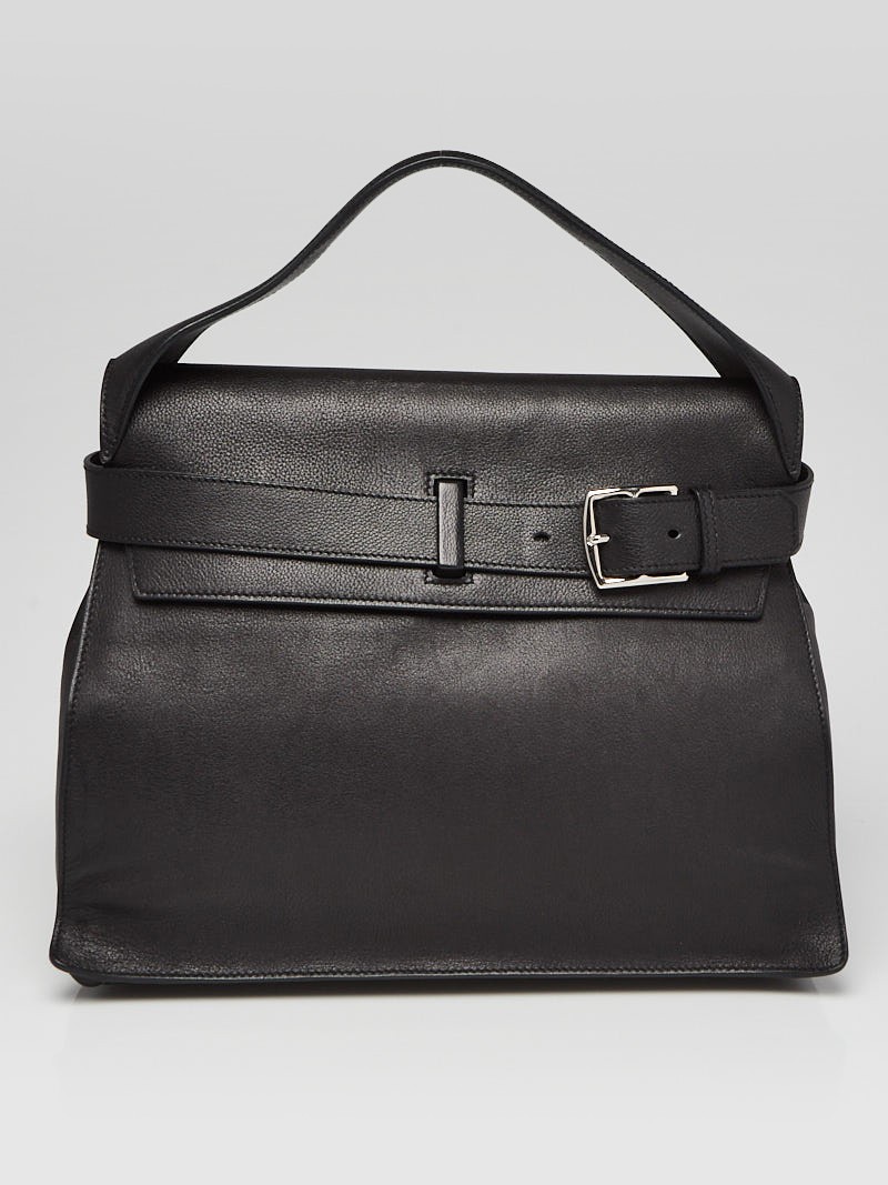 Hermes Black Evergrain Calfskin Leather Palladium Plated Etribelt Bag