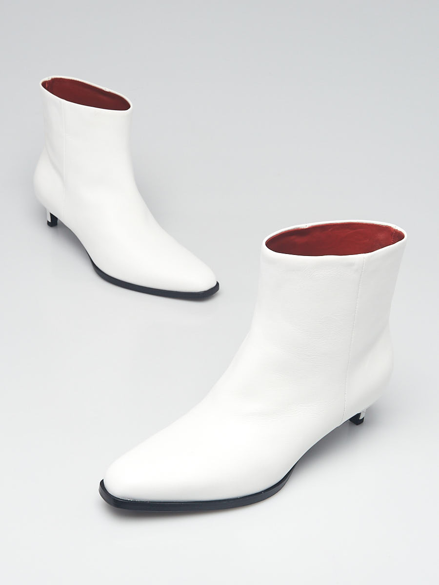 3.1 Phillip Lim White Leather Agatha Ankle Boots Size 4.5 35