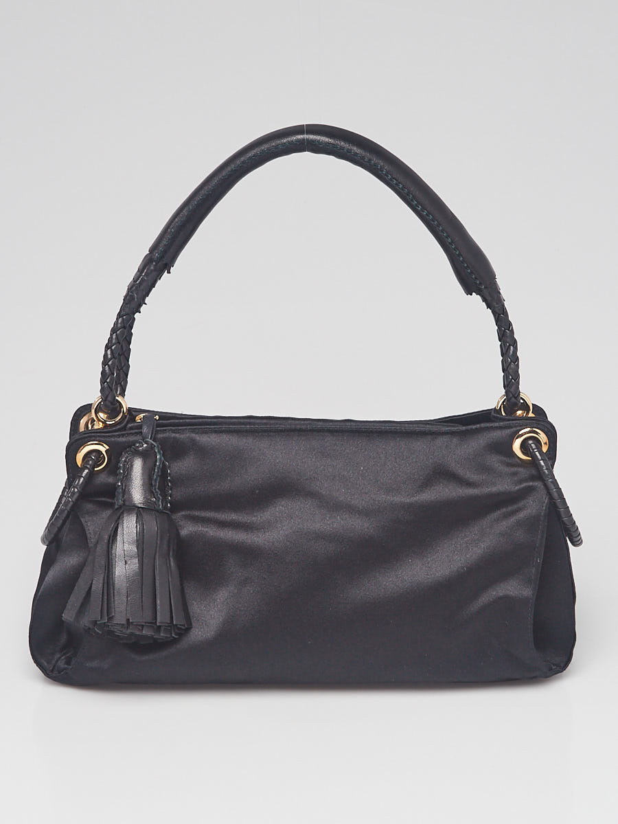 Bottega Veneta Black Satin Ring Shoulder Bag