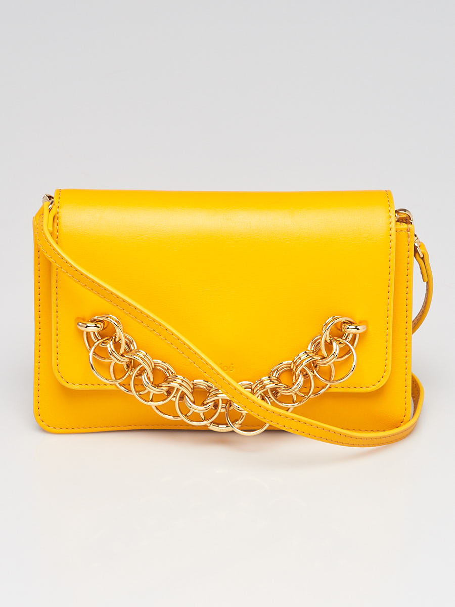 Chloe Dark Ochre Leather Drew Bijou Clutch Crossbody Bag