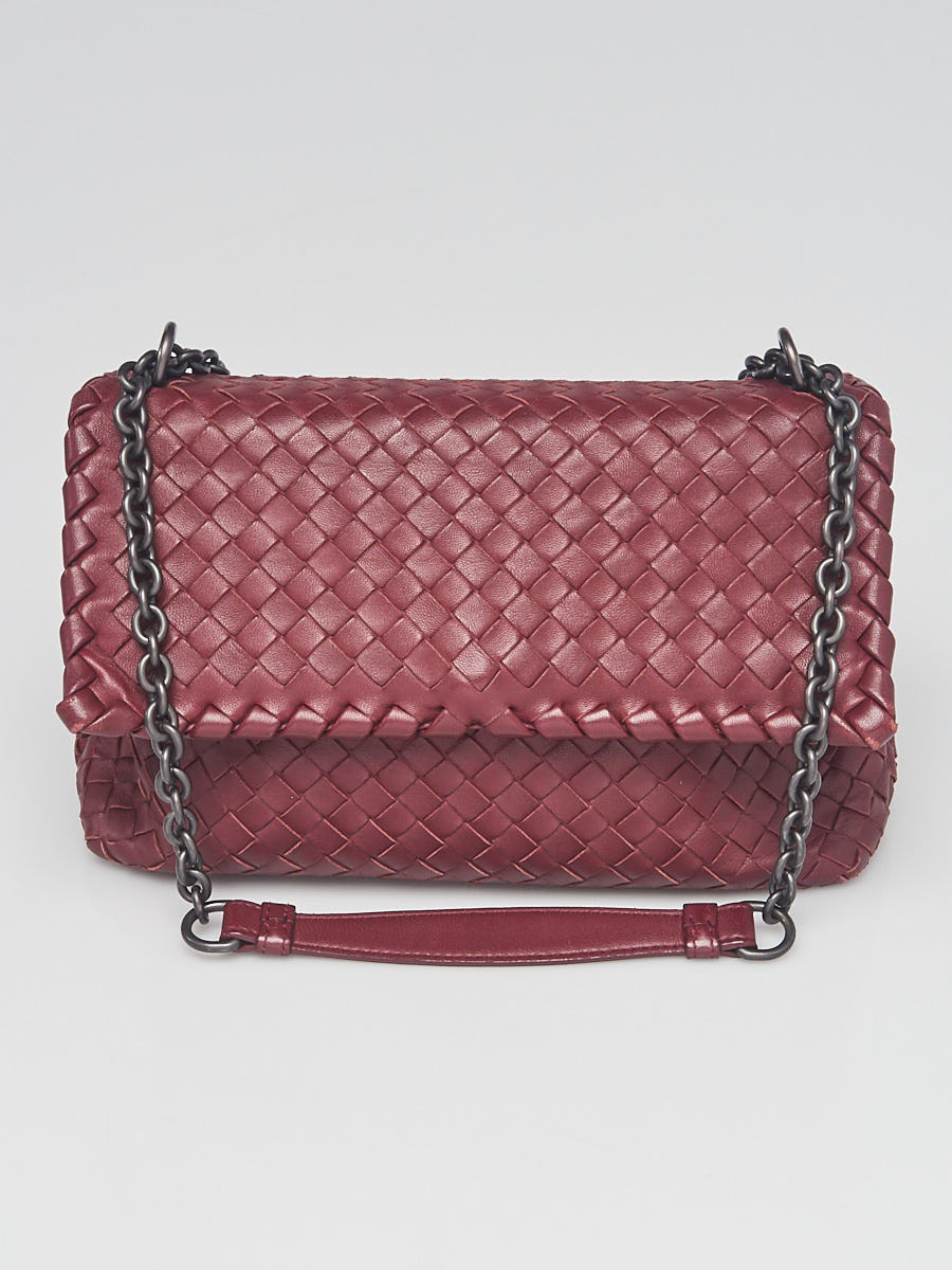 Bottega Veneta Bordeaux Intrecciato Woven Nappa Leather Olimpia Bag
