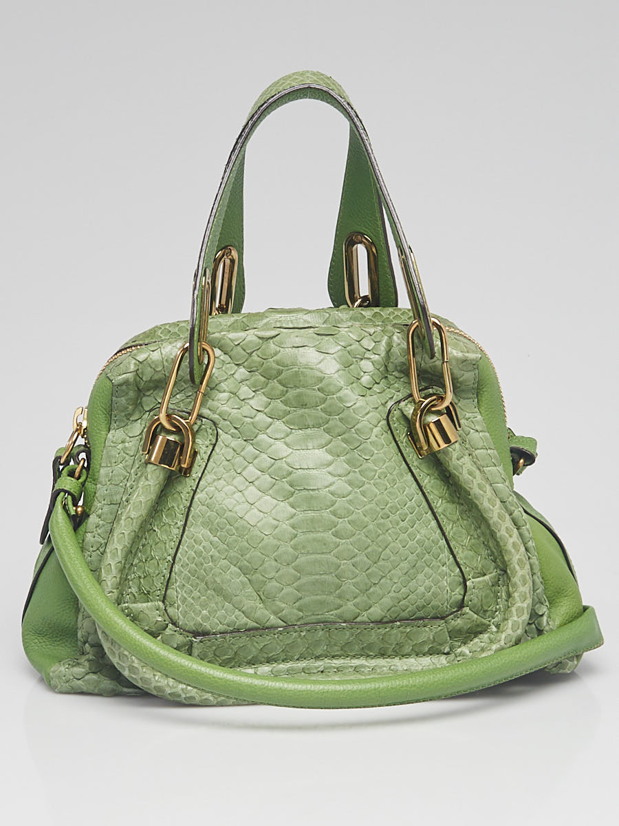 Chloe Green Python and Leather Small Paraty Bag
