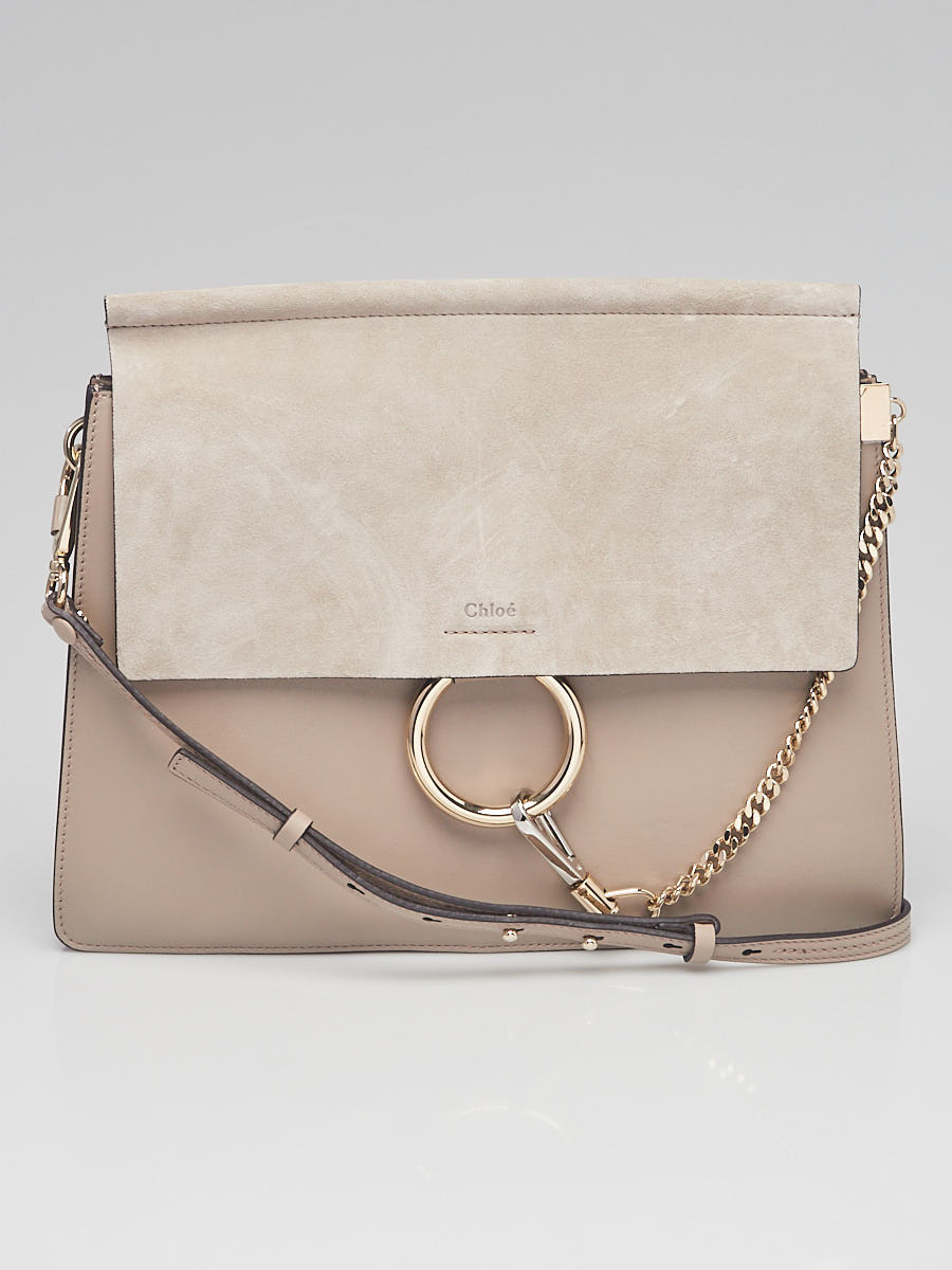 Chloe Motty Grey Leather Suede Faye Medium Shoulder Bag