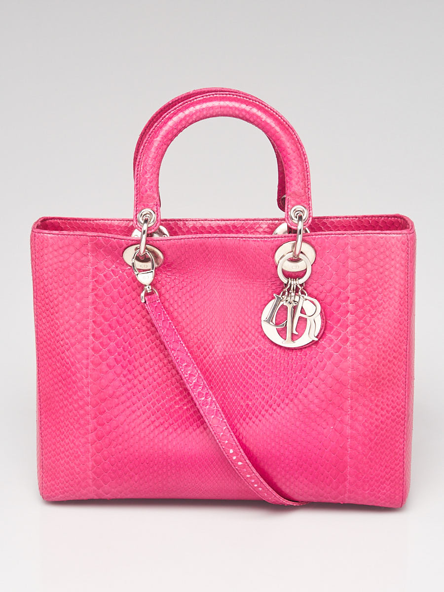 Christian Dior Pink Python Large Lady Dior Bag