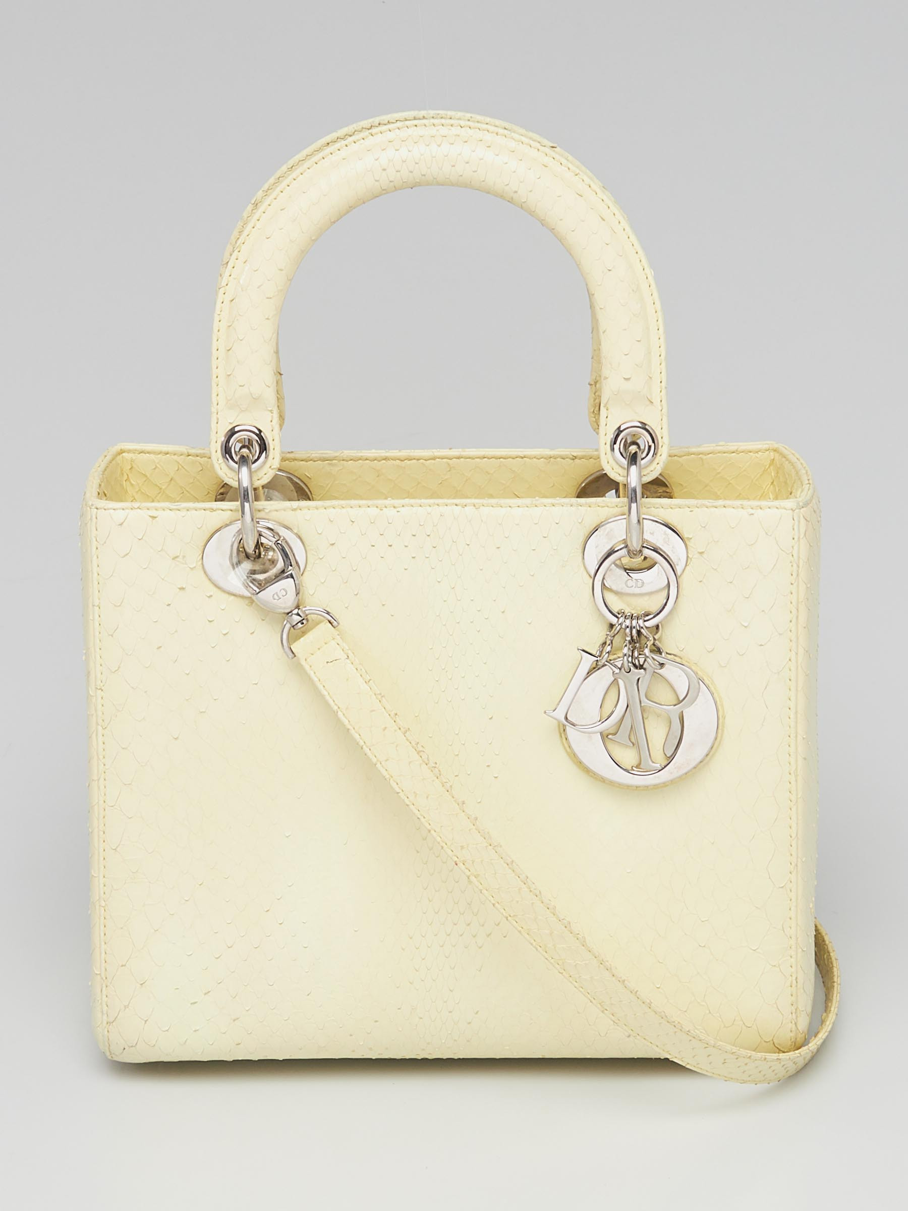 Christian Dior White Python Medium Lady Dior Bag
