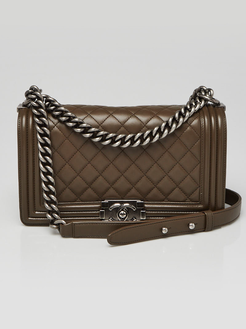 Chanel Green Quilted Leather Medium Boy Bag