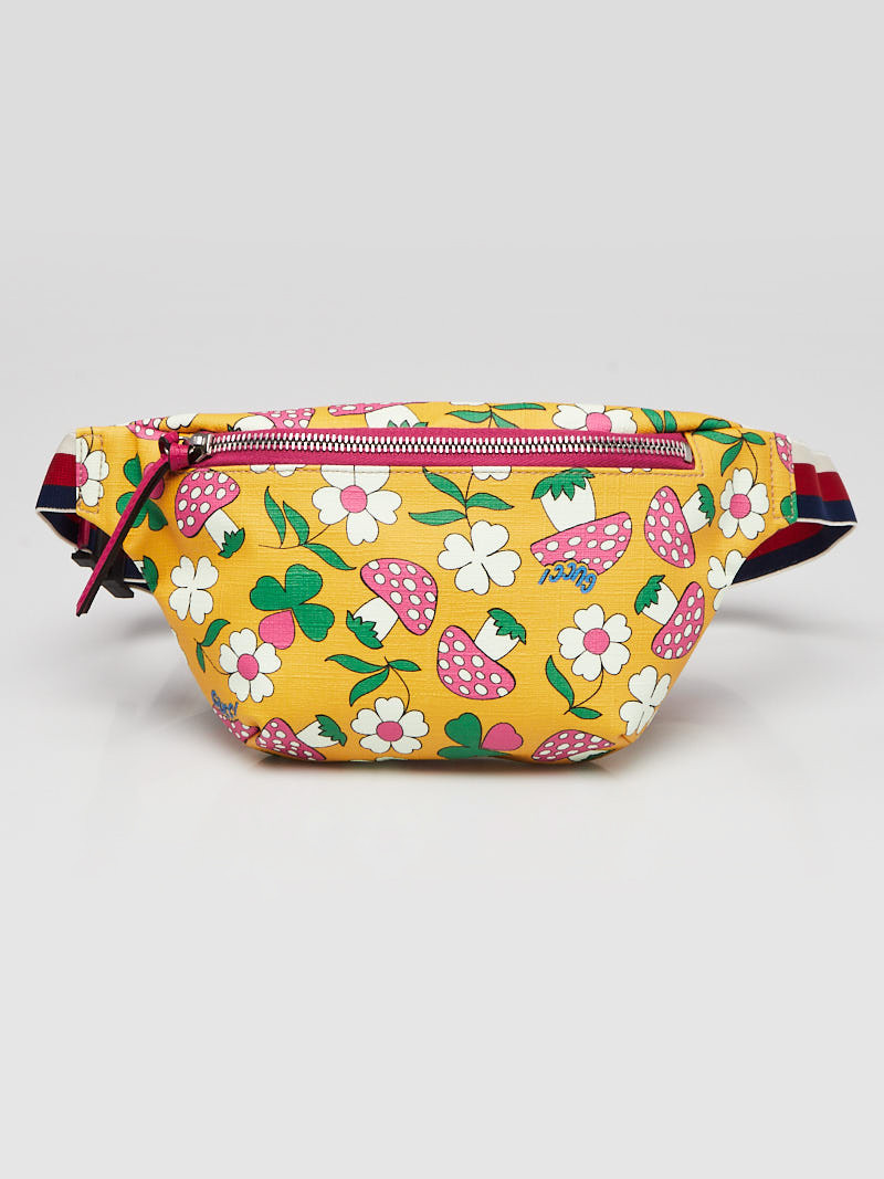 Gucci Yellow Mushroom Print Coated Canvas Children's Belt Bag