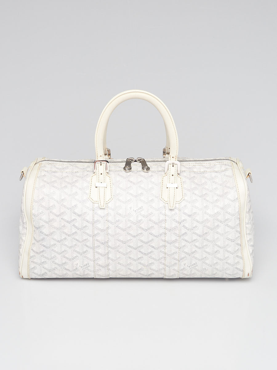 Goyard White Chevron Print Coated Canvas Croisiere 35 Satchel Bag
