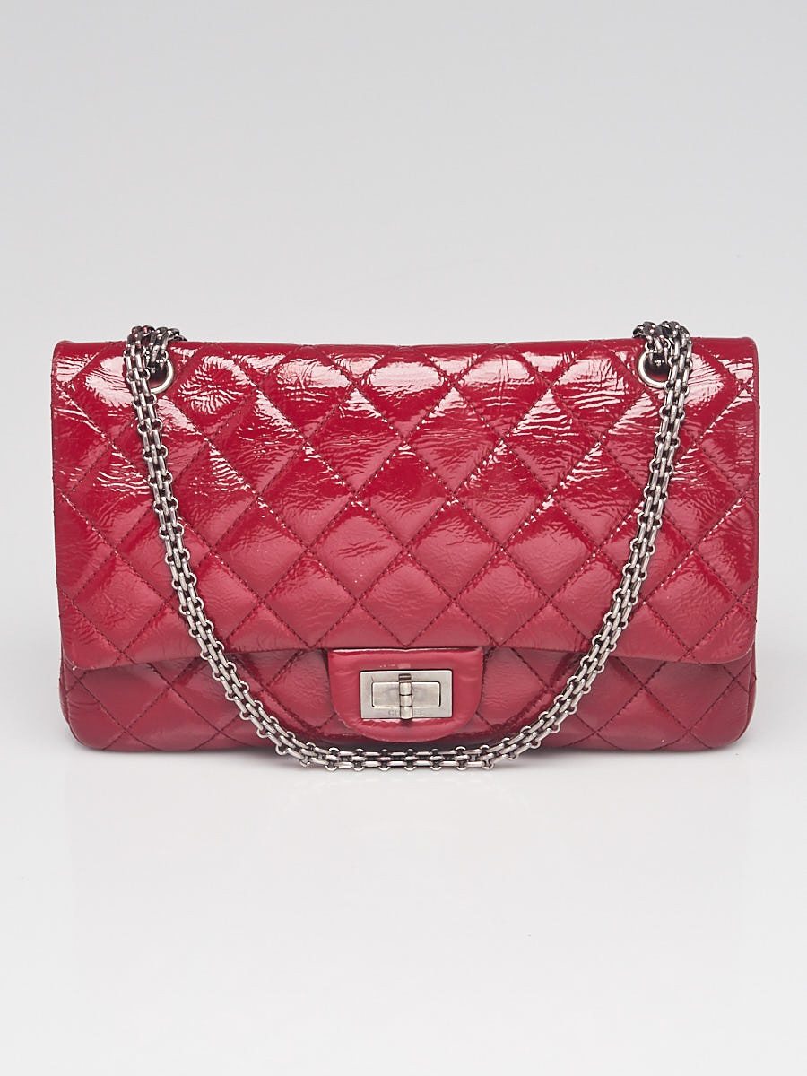 Chanel Dark Pink 2.55 Reissue Quilted Patent Leather 227 Jumbo Flap Bag
