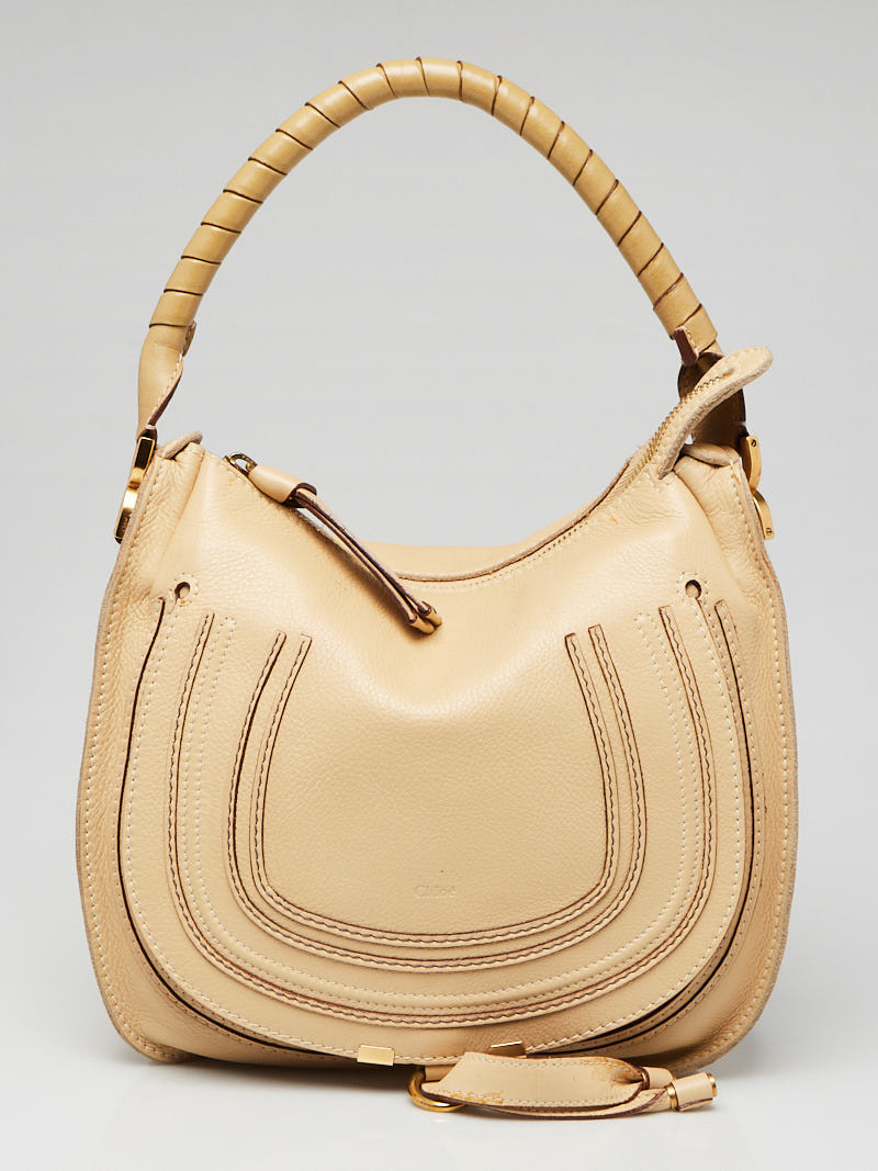 Chloe Beige Leather Small Marcie Hobo Bag