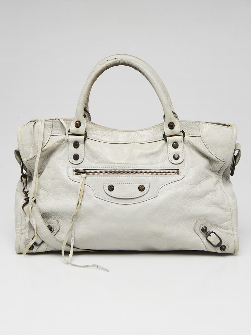 Balenciaga Gris Ciment Lambskin Leather Motorcycle City Bag