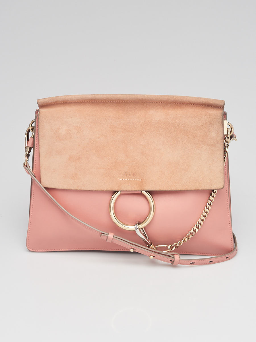 Chloe Pink Leather and Suede Faye Medium Shoulder Bag
