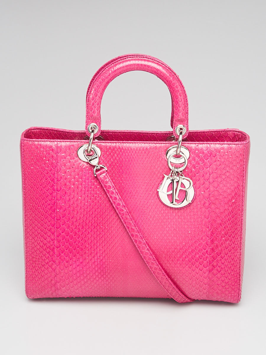 Christian Dior Dark Pink Python Large Lady Dior Bag