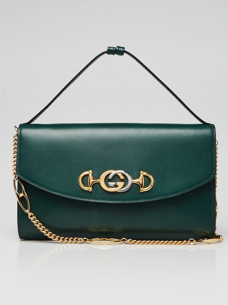 Gucci Green Leather Zumi Small Shoulder Bag