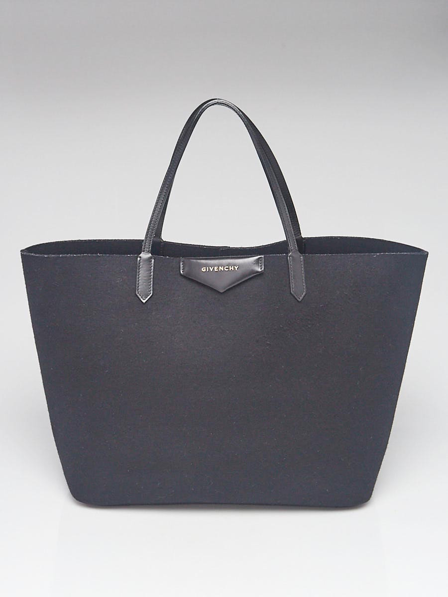 Givenchy Black Felted Wool Leather Antigona Large Tote Bag