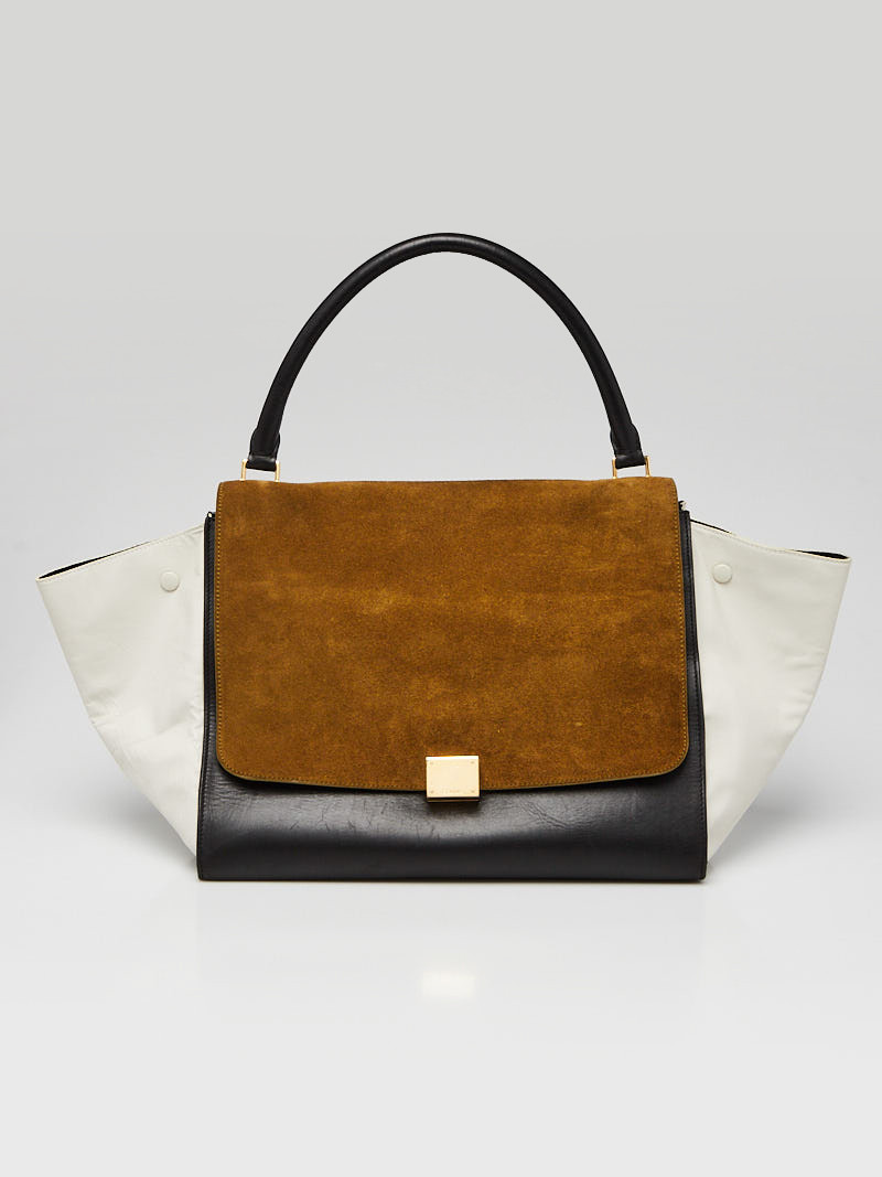 Celine Tri Color Leather Suede Large Trapeze Bag