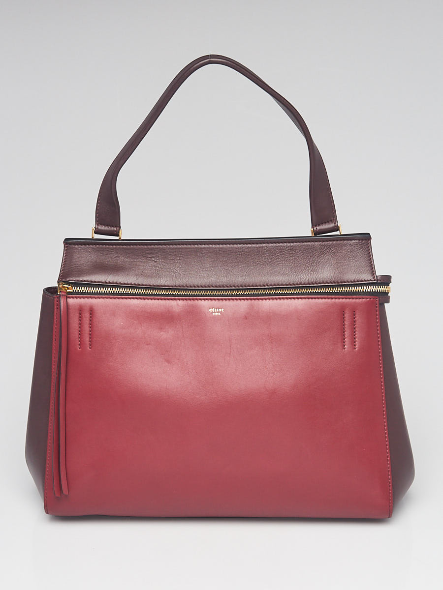 Celine Red Burgundy Smooth Calfskin Leather Medium Edge Bag