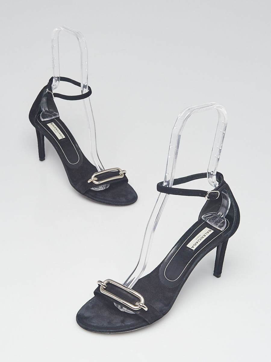 Balenciaga Black Suede Ankle Strap Sandals Size 8.5 39