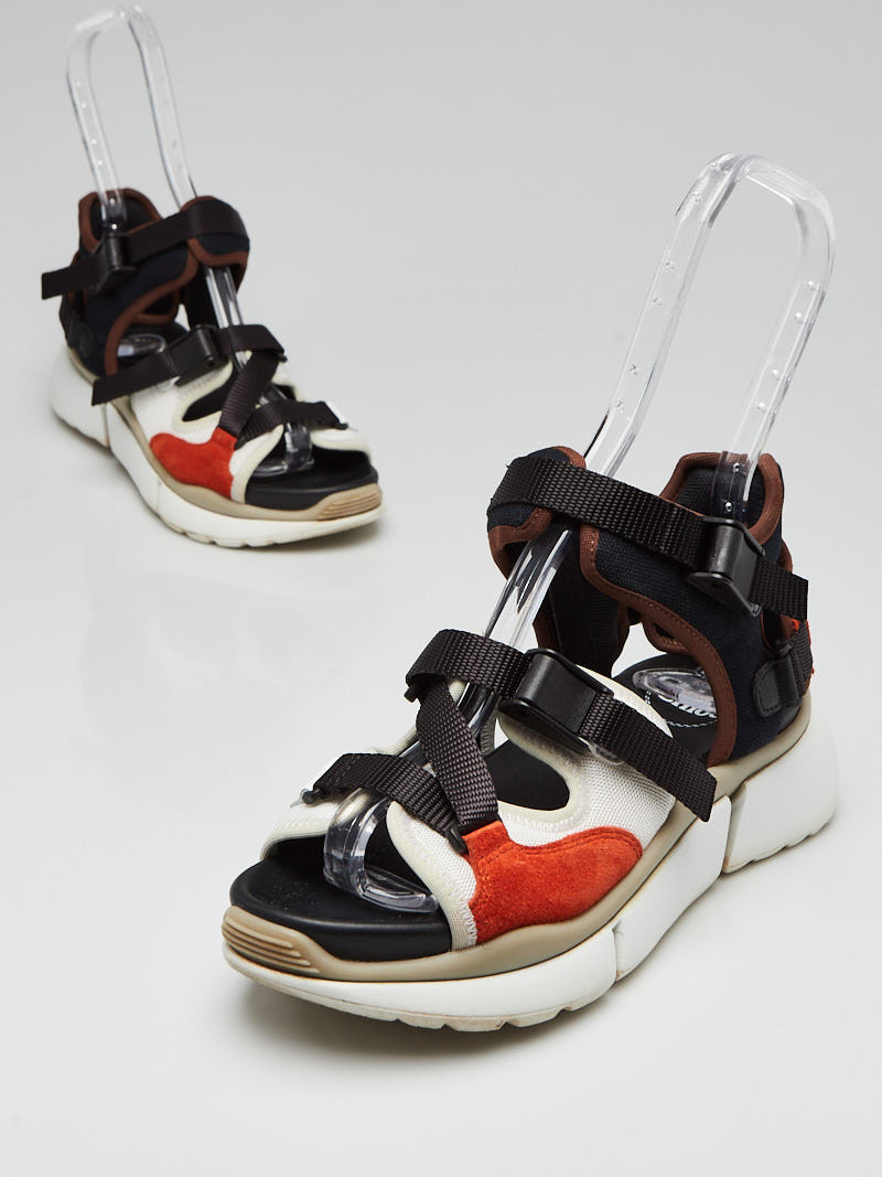 Chloe Multicolor Suede Nylon Sonnie Sneaker Sandals Size 5.5 36