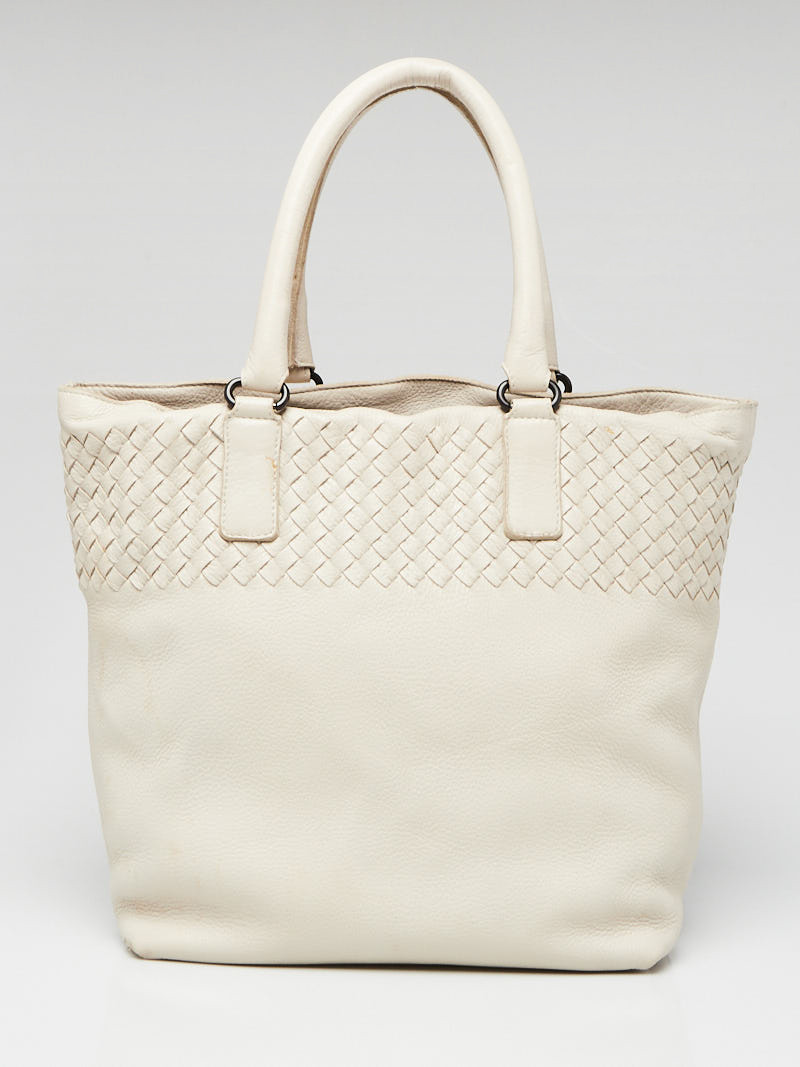 Bottega Veneta White Cervo Leather Small Tote Bag