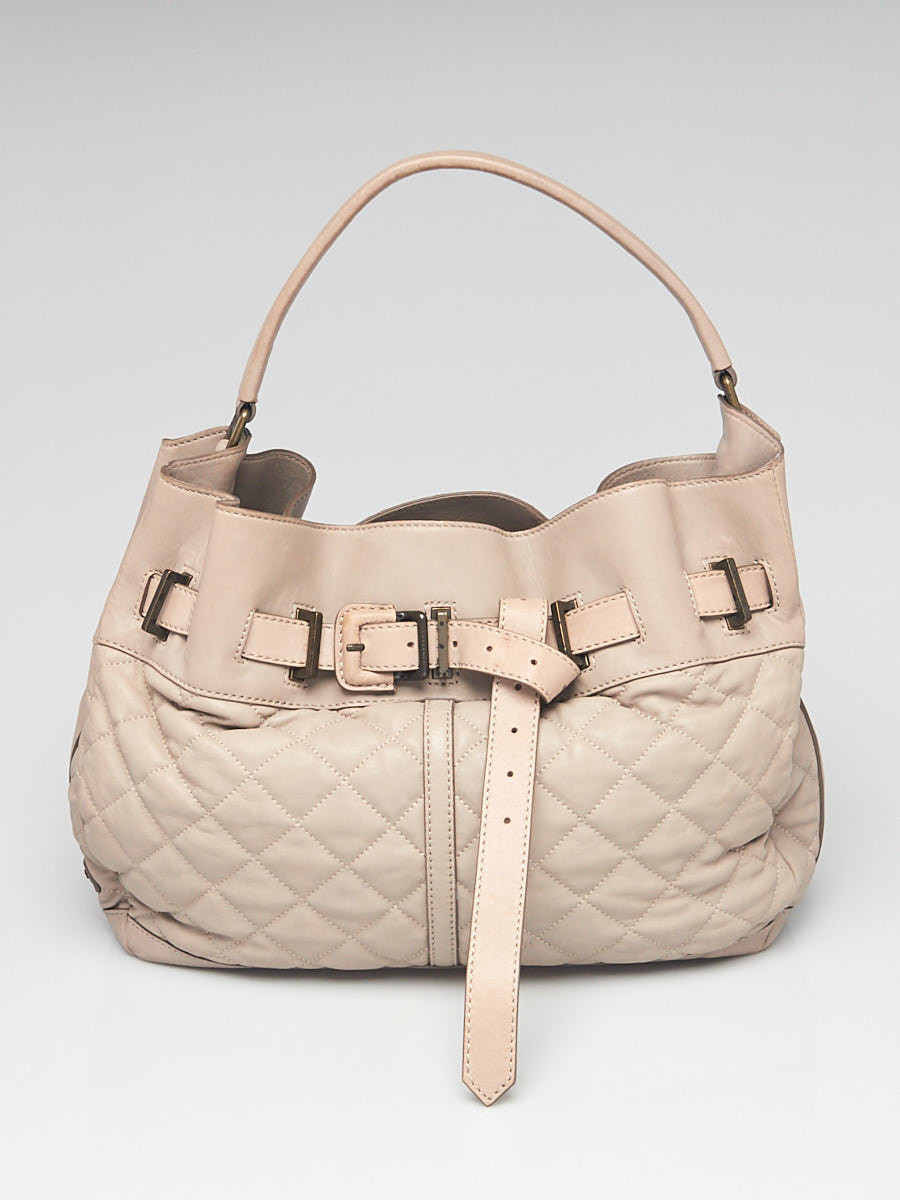 Burberry Grey Quilted Leather Medium Enmore Hobo Bag