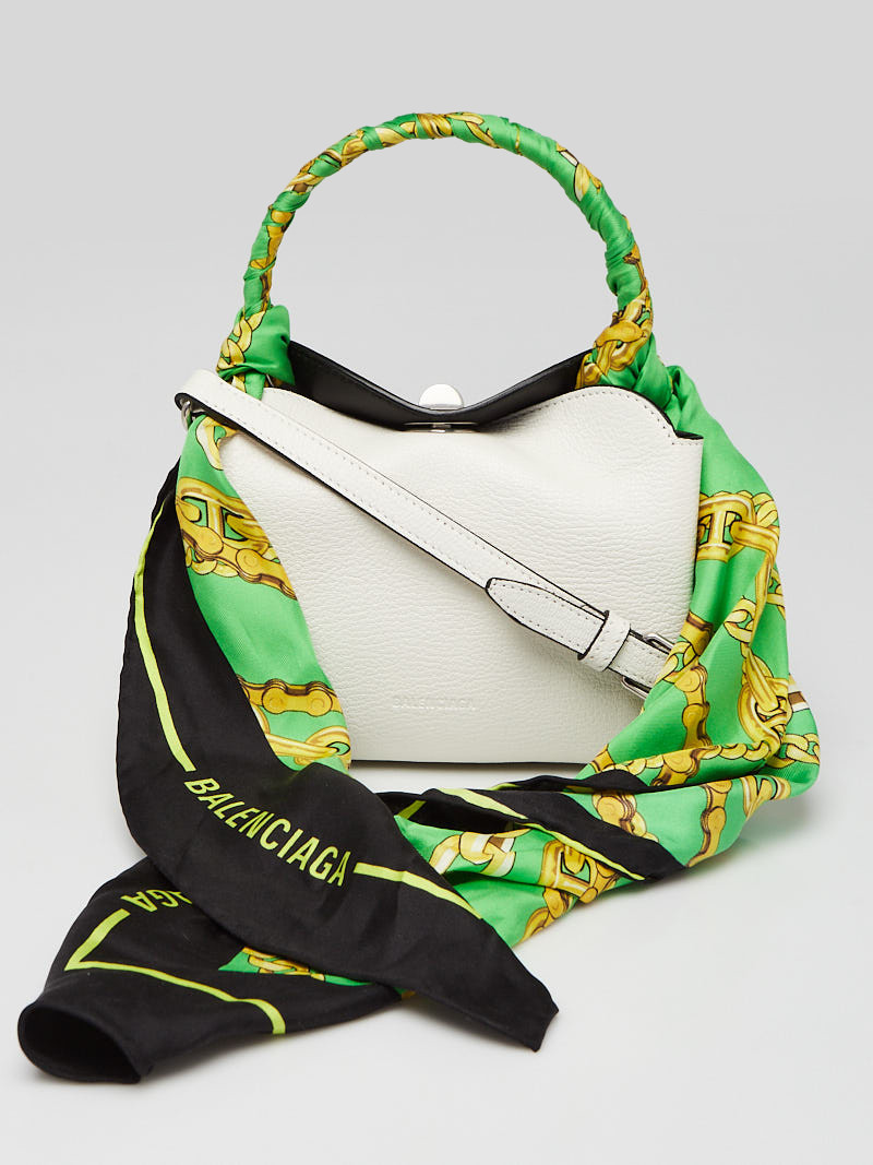 Balenciaga White Leather Flap Scarf XS Crossbody Bag
