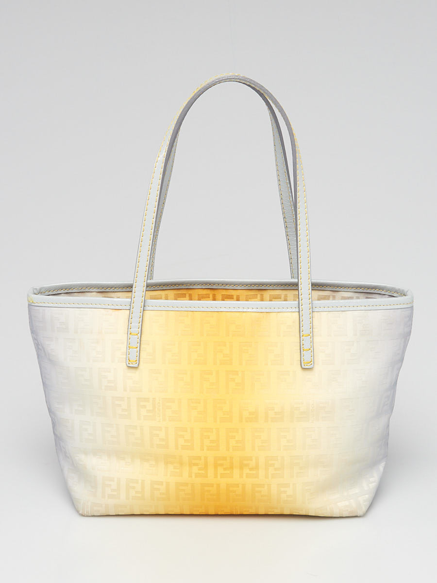 Fendi Blue Yellow Ombre Zucchino Canvas Mini Shopping Tote Bag 8BH099