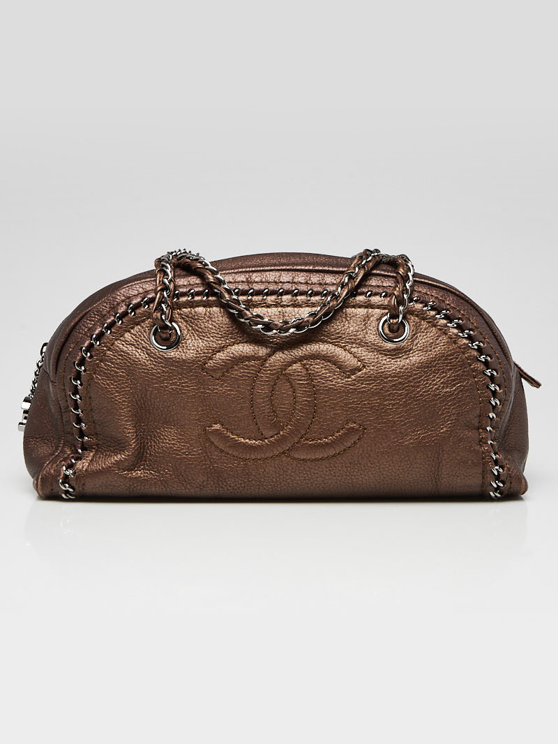 Chanel Bronze Leather Luxe Ligne Medium Bowler Bag