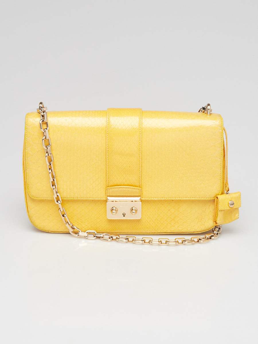 Christian Dior Yellow Python Miss Dior Medium Flap Bag