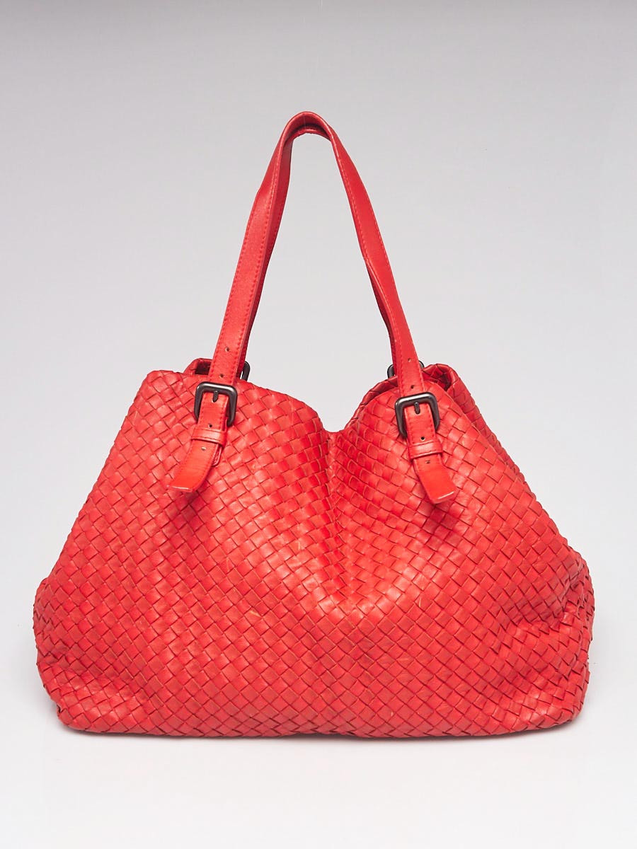 Bottega Veneta Red Intrecciato Woven Nappa Leather Large Cesta Tote Bag