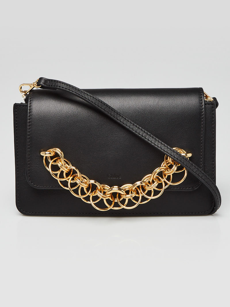 Chloe Black Leather Drew Bijou Clutch Crossbody Bag