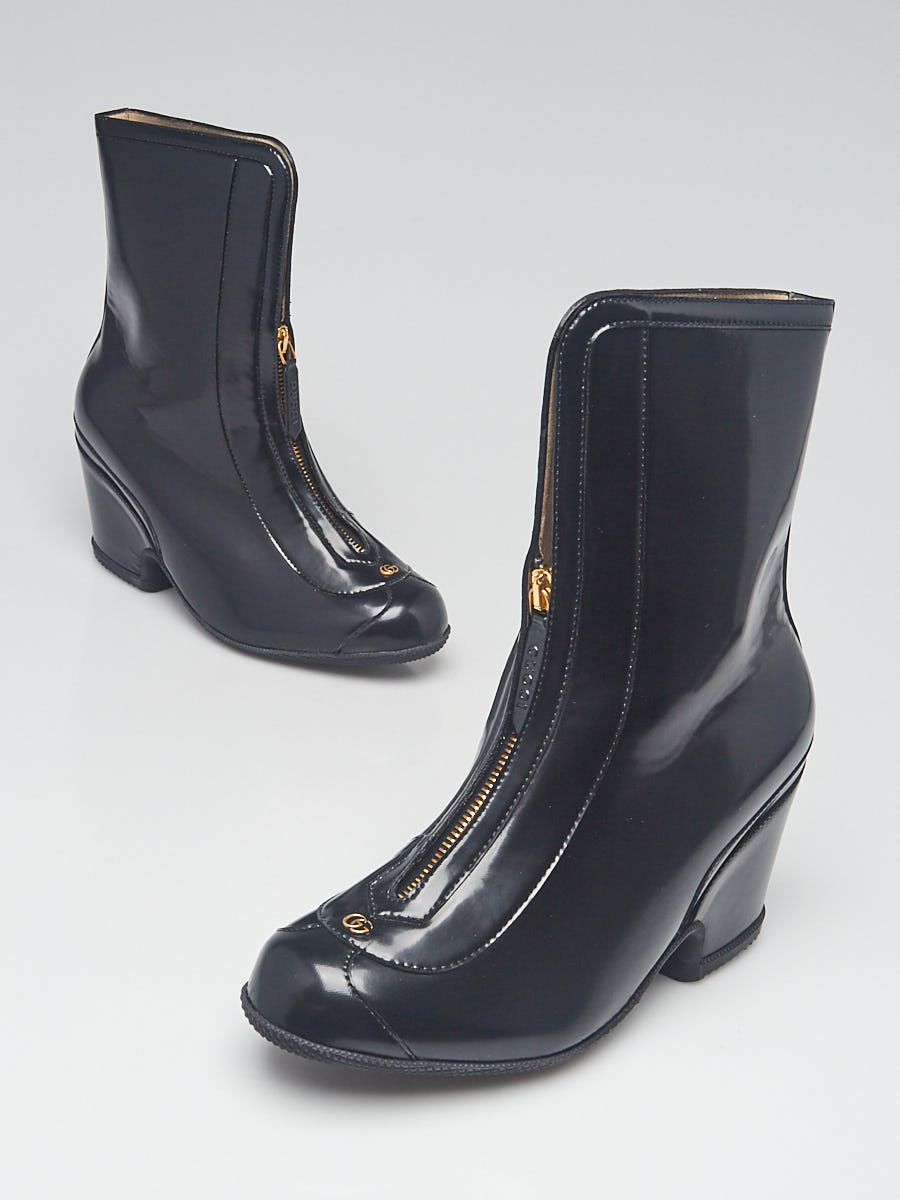 Gucci Black Rubber Kitt 70 Ankle Rain Boots Size 7.5 38