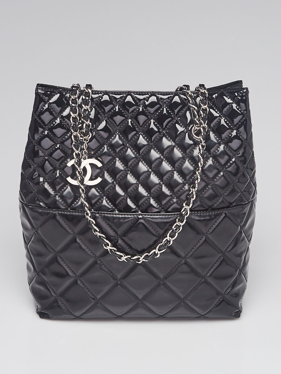 Chanel Black Quilted Patent Vinyl In the Business In the Business North South Tote Bag