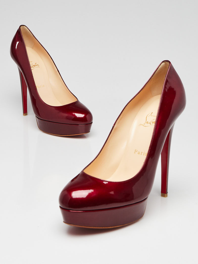 Christian Louboutin Rouge Patent Leather Bianca 140 Platform Pumps Size 10 40.5