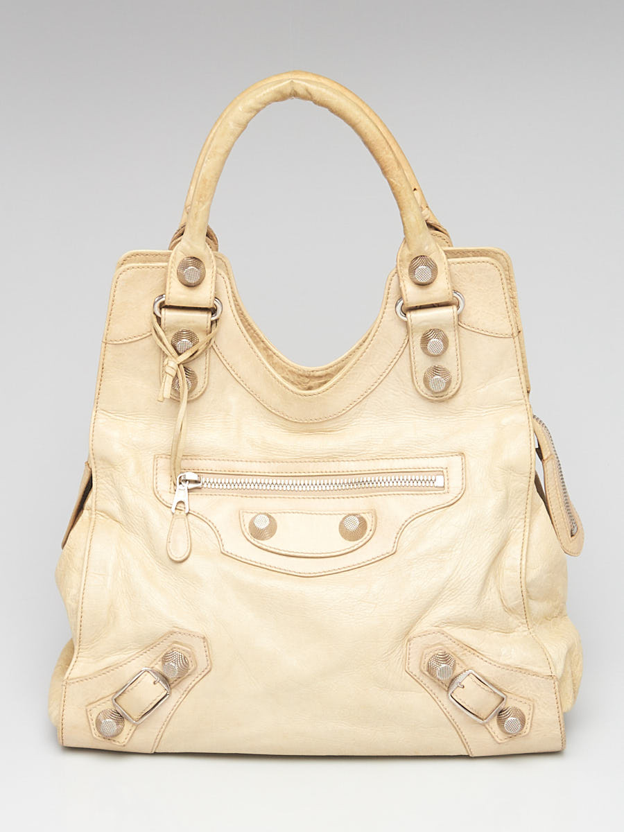 Balenciaga Sahara Lambskin Leather Giant 21 Silver Brief Bag