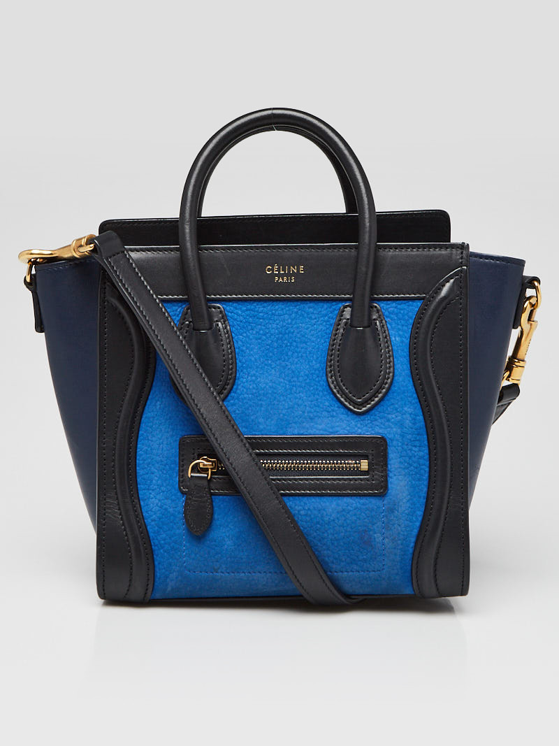 Celine Tri Color Leather Nubuck Nano Luggage Tote Bag
