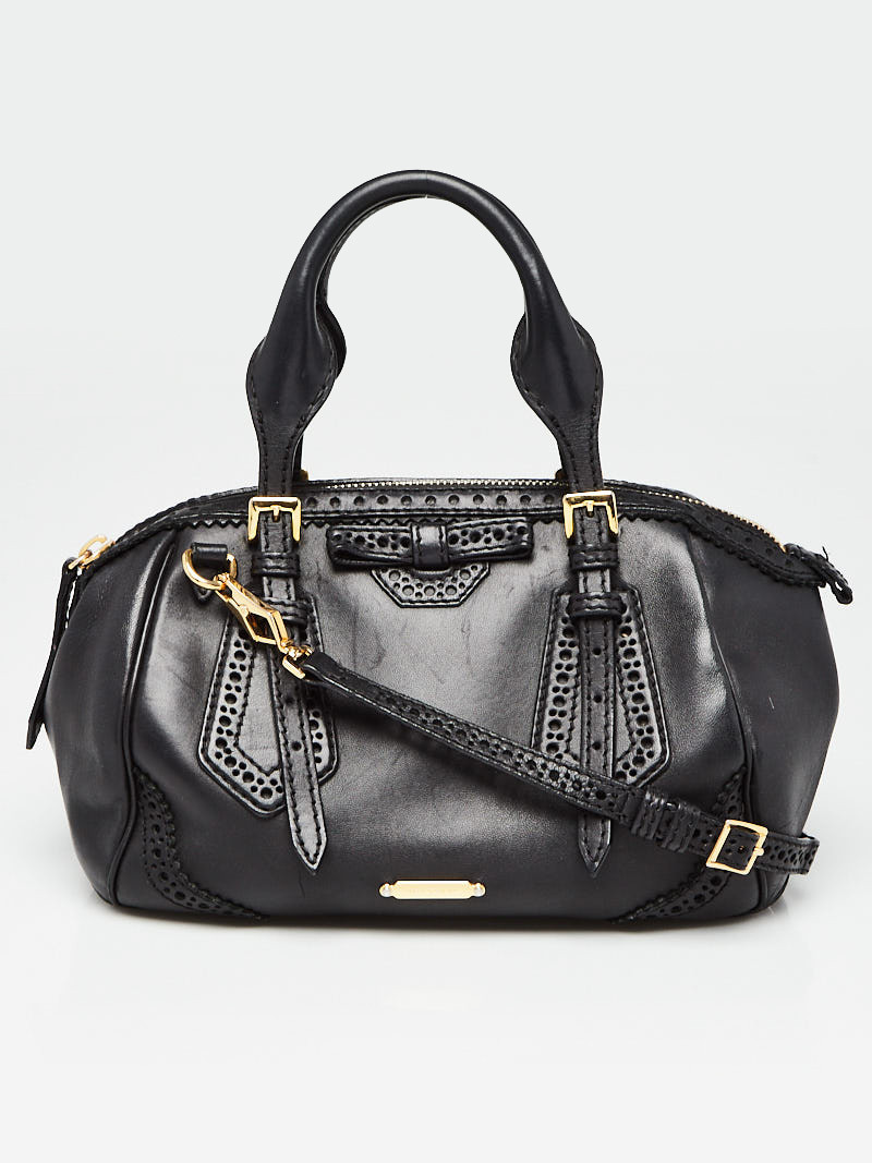 Burberry Black Brogue Nappa Leather Small Blaze Tote Bag