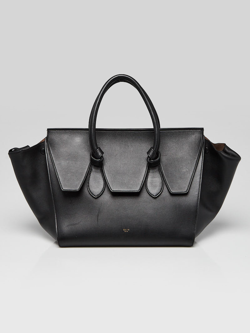 Celine Black Smooth Leather Medium Tie Tote Bag