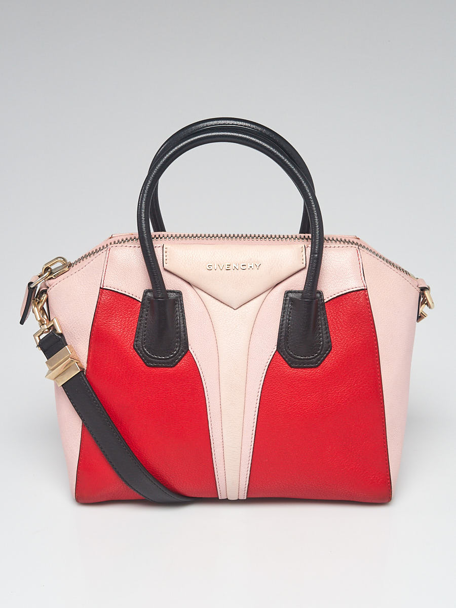 Givenchy Red Pink Multicolor Sugar Goatskin Leather Small Antigona Bag